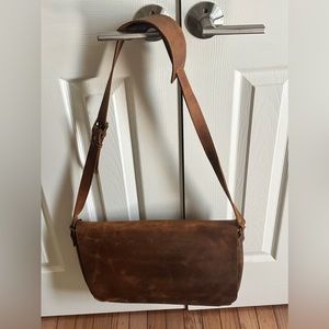 New Mens Leather Messenger Bag- Large in Cognac